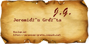 Jeremiás Gréta névjegykártya